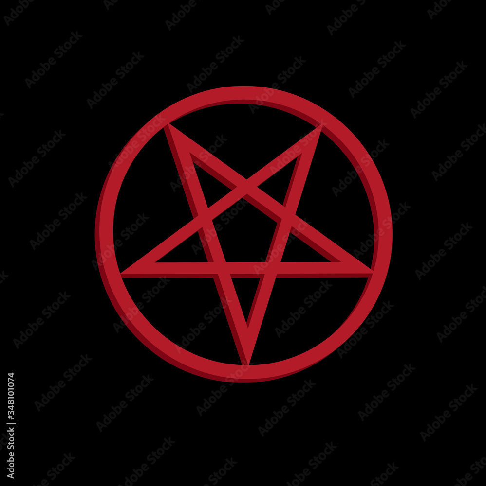 Vettoriale Stock The inverted pentagram circumscribed by a circle (also  known as a pentacle) is often used to represent Satanism. The upside-down  star in the circle on red color that shows the