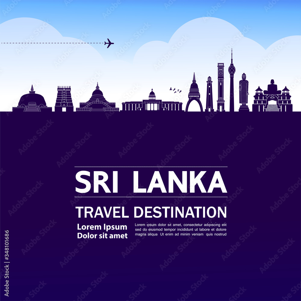 Sri Lanka travel destination grand vector illustration. 
