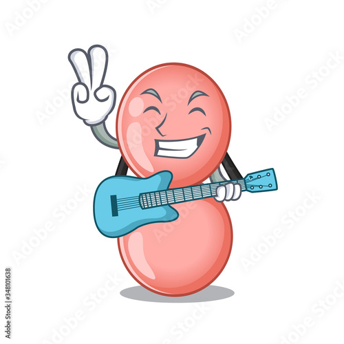 Talented musician of neisseria gonorrhoeae cartoon design playing a guitar