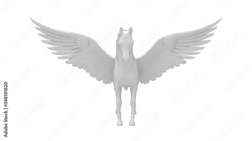Obraz premium 3D rendering of a pegasus horse with wings mythical creature isolated