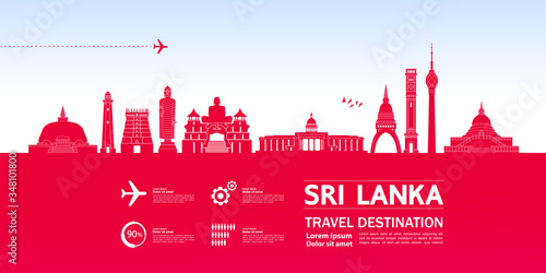 Sri Lanka travel destination grand vector illustration. 