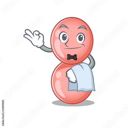 A cartoon character of neisseria gonorrhoeae waiter working in the restaurant