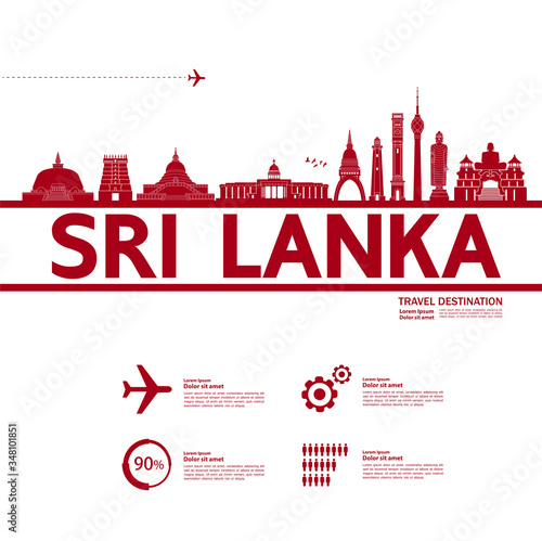 Sri Lanka travel destination grand vector illustration. 