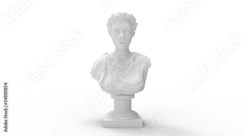 3D rendering of a bust isolated woman statue old ancient studio background photo