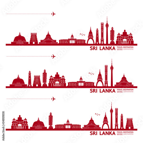 Sri Lanka travel destination grand vector illustration. 