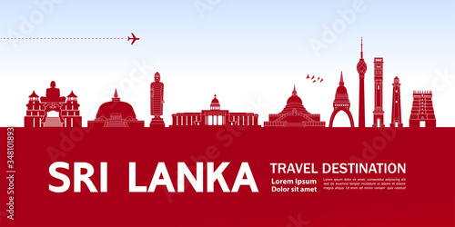 Sri Lanka travel destination grand vector illustration. 