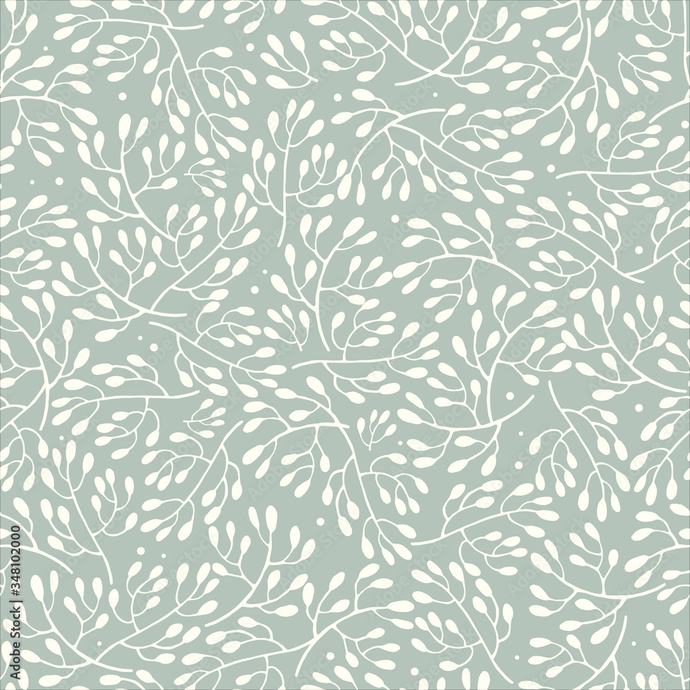 Seamless floral hand-drawn pattern. Flowers and leaves. Repeat background.