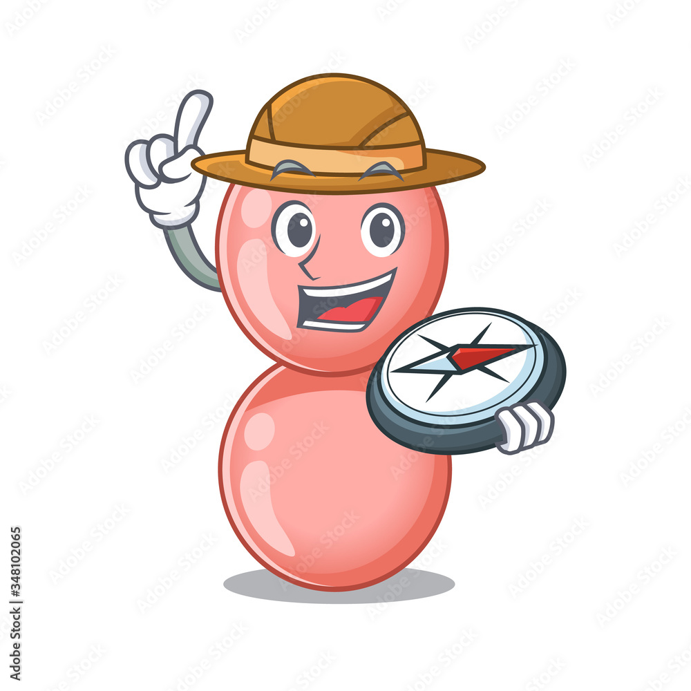 mascot design concept of neisseria gonorrhoeae explorer with a compass