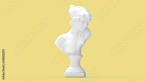 3D rendering of a bust isolated woman statue old ancient studio background