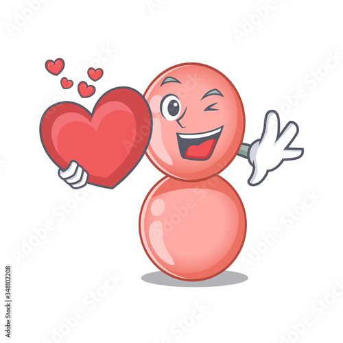 A sweet neisseria gonorrhoeae cartoon character style with a heart