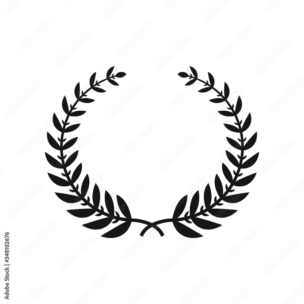 Laurel wreath silhouette icon design isolated on white background Laurel wreath silhouette icon design isolated on white background