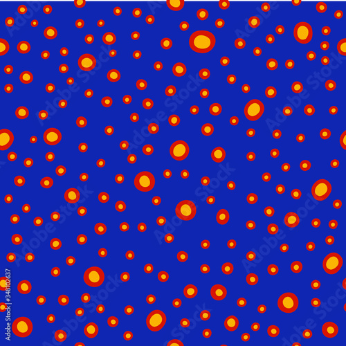 Abstract pattern with round shapes. Ovals placed in a chaotic manner. Color 2020. Vector seamless texture.