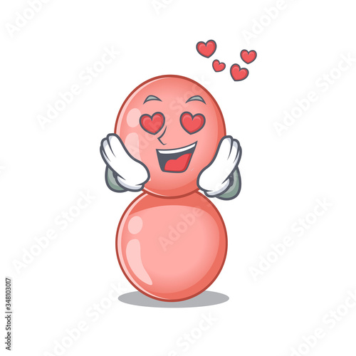 Cute neisseria gonorrhoeae cartoon character has a falling in love face