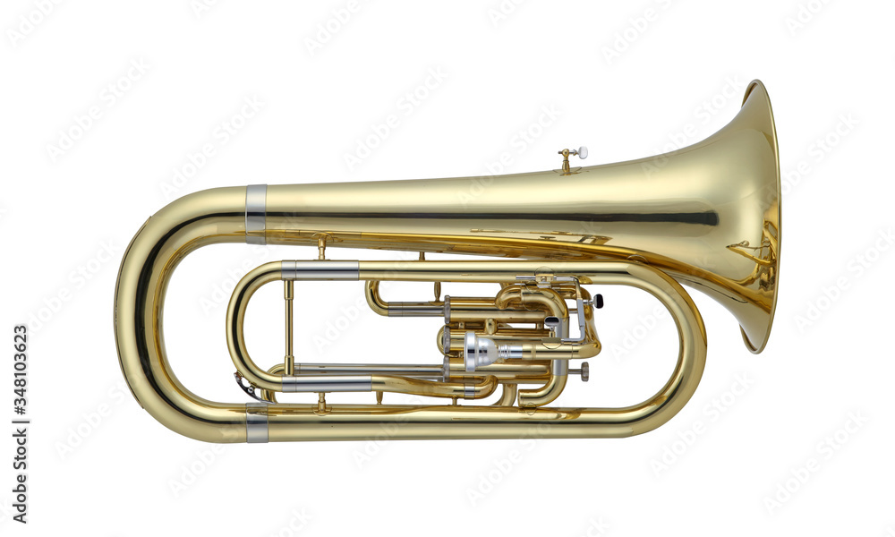 Obraz premium Golden Euphonium, Euphoniums, Brass Music Instrument Isolated on White background