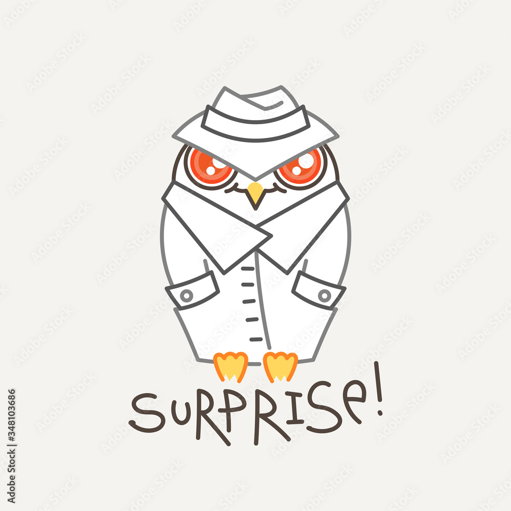 Cute owl in line style with quote. Print for poster, t-shirt, logo, stiker, textile or bags