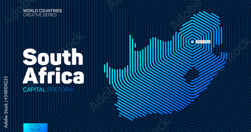 Abstract map of South Africa with hexagon lines