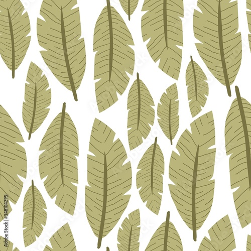Seamless tropical pattern with leaves. Colorful vector, flat style. Jungle summer design for fabric, print, textile, wrapper.