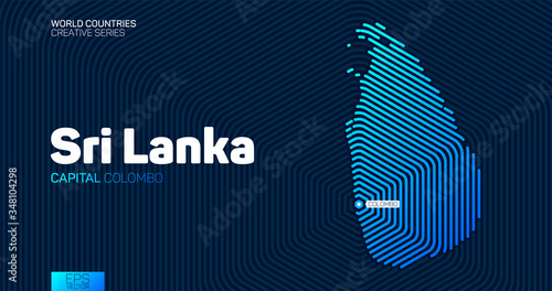 Abstract map of Sri Lanka with hexagon lines