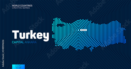 Abstract map of Turkey with hexagon lines