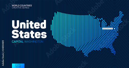 Abstract map of United States of America with hexagon lines