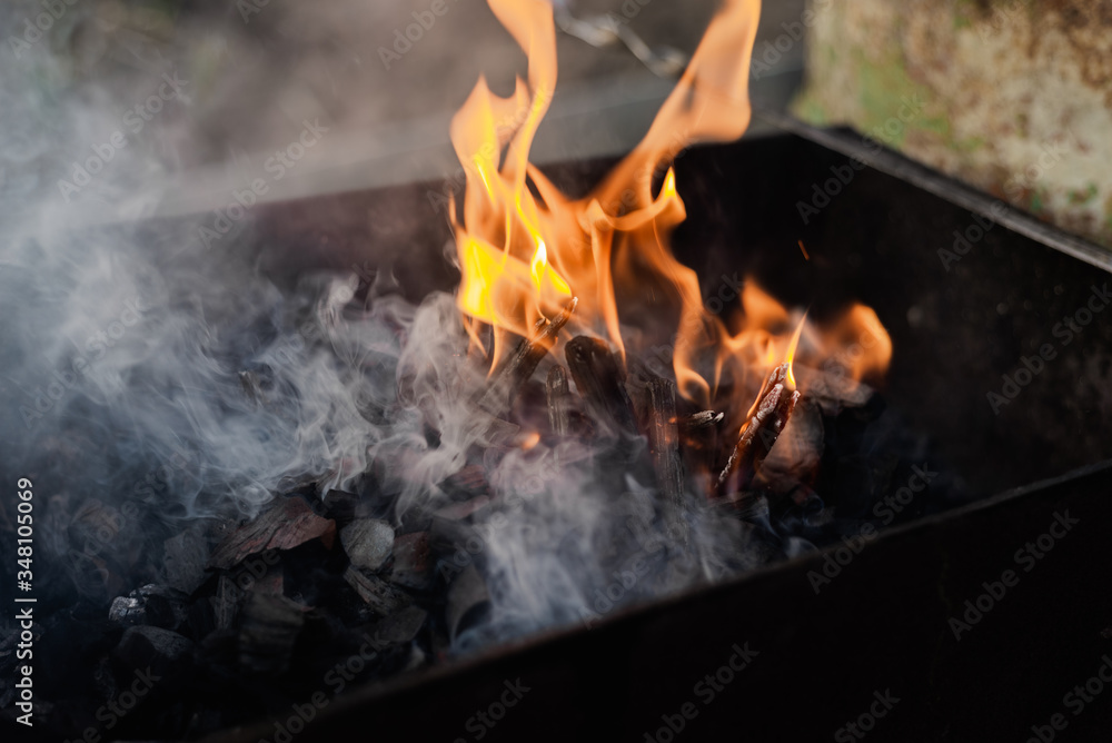 the texture of fire and smoke in the grill and on the nature the texture of fire and smoke in the grill and on the nature