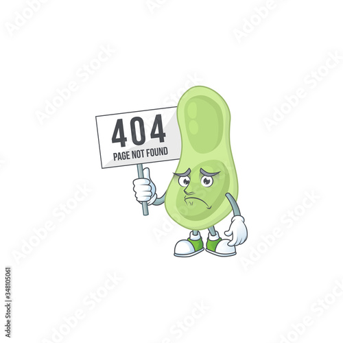 Sad face of staphylococcus pneumoniae cartoon character raised up 404 boards