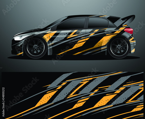 Rally car decal graphic wrap vector, abstract background