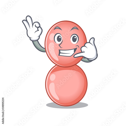 Cartoon design of neisseria gonorrhoeae with call me funny gesture