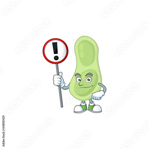 A picture of staphylococcus pneumoniae cartoon character concept holding a sign