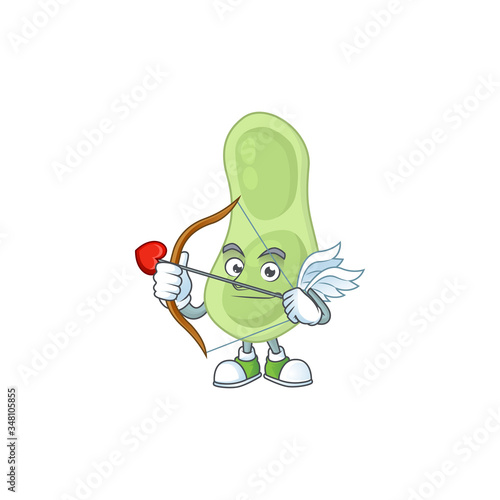 Charming picture of staphylococcus pneumoniae Cupid mascot design concept with arrow and wings