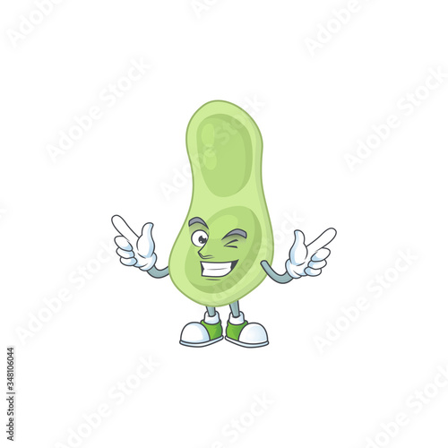 Cartoon character design concept of staphylococcus pneumoniae cartoon design style with wink eye