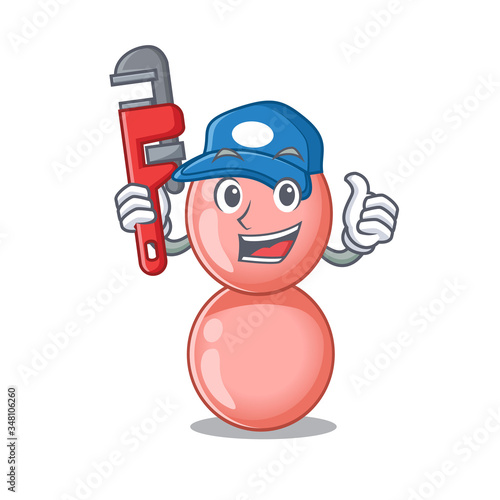 Neisseria gonorrhoeae Smart Plumber cartoon character design with tool