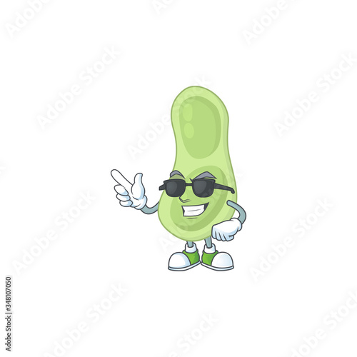 Super cute staphylococcus pneumoniae cartoon character wearing black glasses