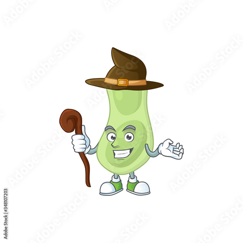Cute and sneaky Witch staphylococcus pneumoniae cartoon design style