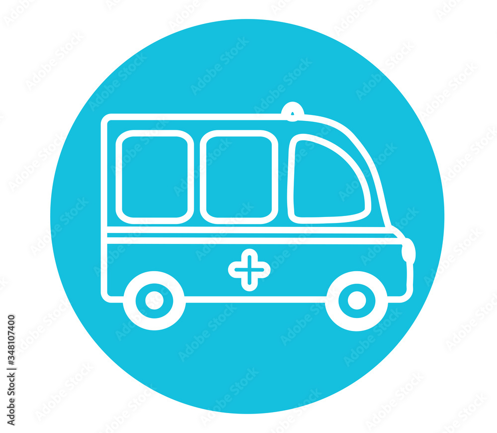 Ambulance on a blue background. Symbol. Vector illustration. Ambulance on a blue background. Symbol. Vector illustration.