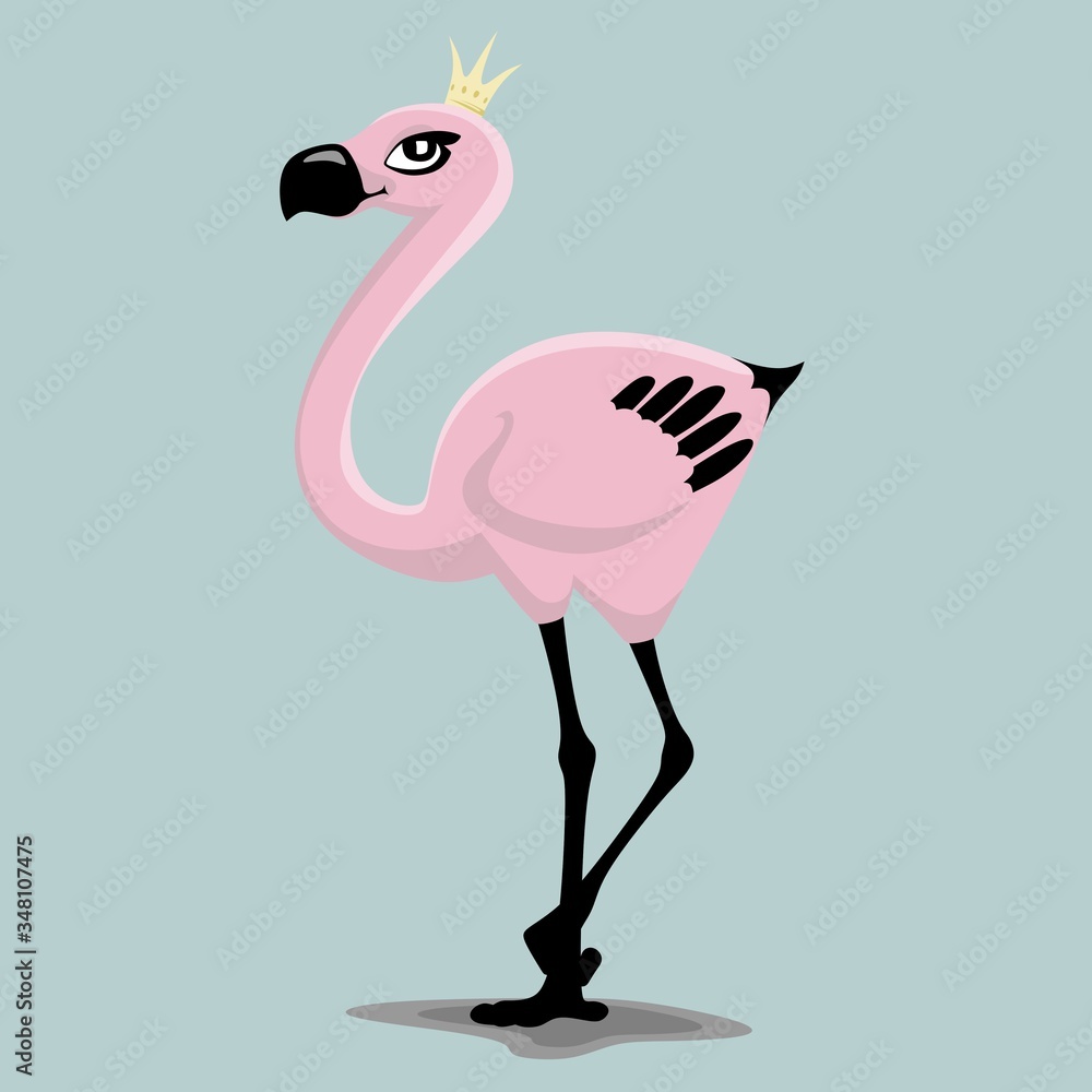 stylish summer, cartoon flamingo for printing on textiles