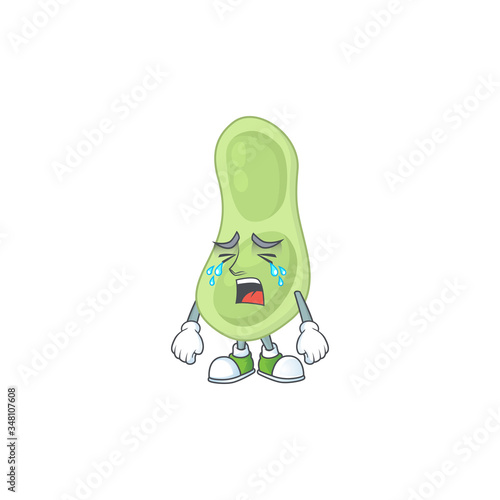 A weeping staphylococcus pneumoniae cartoon character design concept