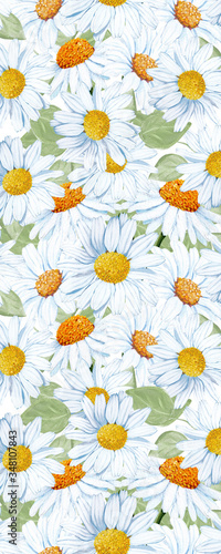 Fototapeta Naklejka Na Ścianę i Meble -  beautiful hand painted daisy in a seamless pattern