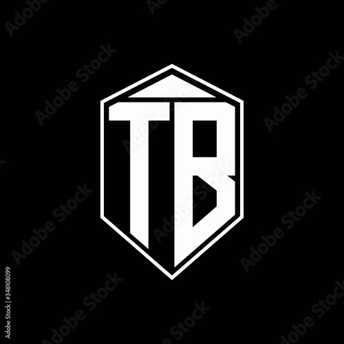 TB logo monogram with emblem shape combination tringle on top design template