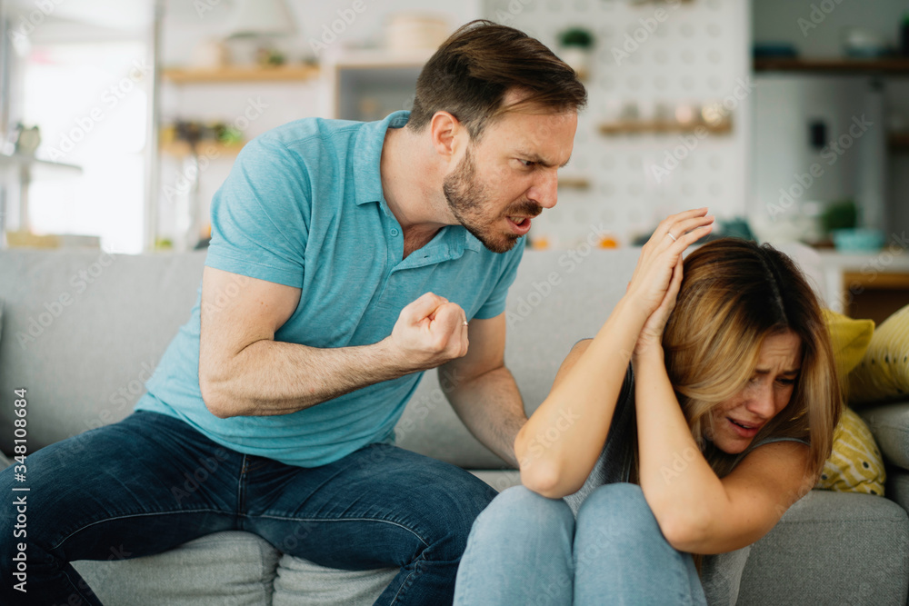 Violence in family. Husband beating his wife. Violence in family. Husband beating his wife.