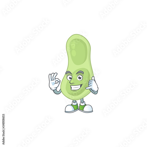 Staphylococcus pneumoniae mascot cartoon design make a call gesture