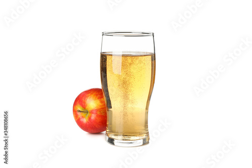 Fototapeta Glass of apple cider isolated on white background