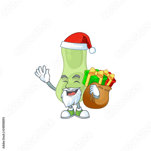 Santa staphylococcus pneumoniae Cartoon character design with sacks of gifts