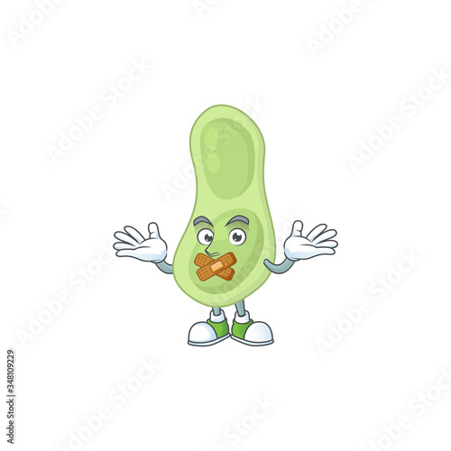 Staphylococcus pneumoniae mascot cartoon design with quiet finger gesture