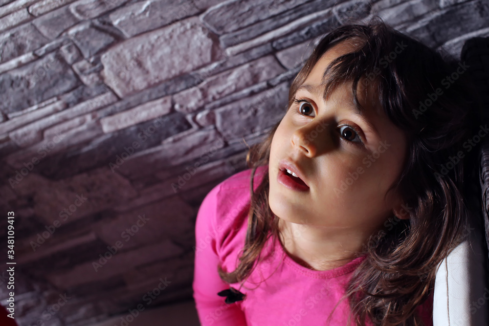 a 5 year old girl looks up at the moon and the stars a 5 year old girl looks up at the moon and the stars