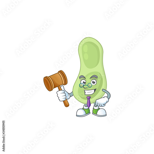 Charismatic Judge staphylococcus pneumoniae cartoon character design with glasses