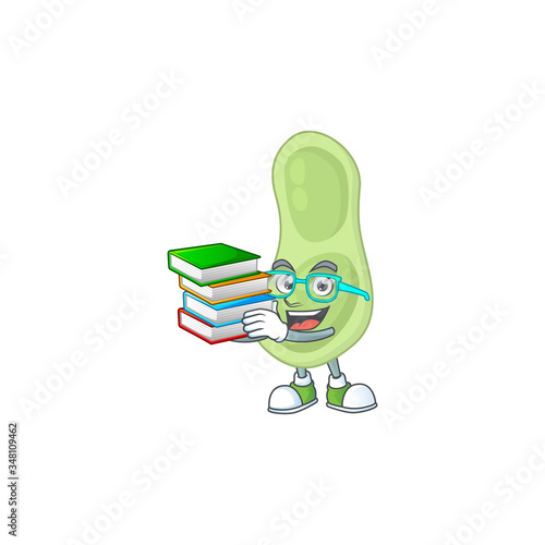 A mascot design of staphylococcus pneumoniae student character with book
