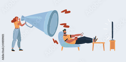 Man who watch tv, sitting in comfortable chaiector illustration of man who watch tv, sitting in comfortable chair