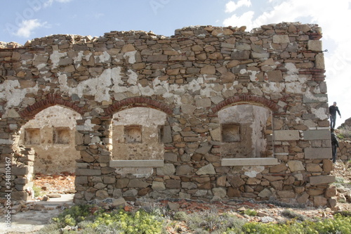 Old ruins of ancient military fort of the Second Word War, Punta Rossa, Caprera, Sardinia, Italy