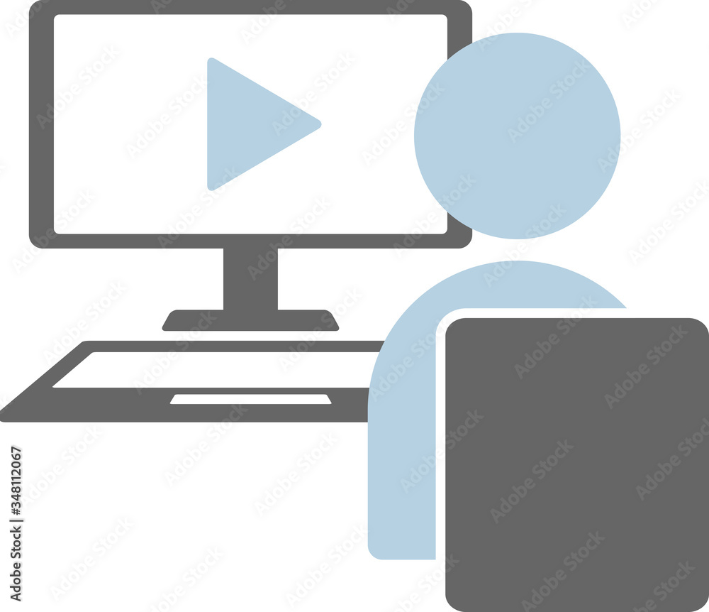 Pcで動画を見る人 アイコン ベクターイラスト Stock Vector Adobe Stock